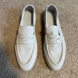 Zara White Suede Loafers
